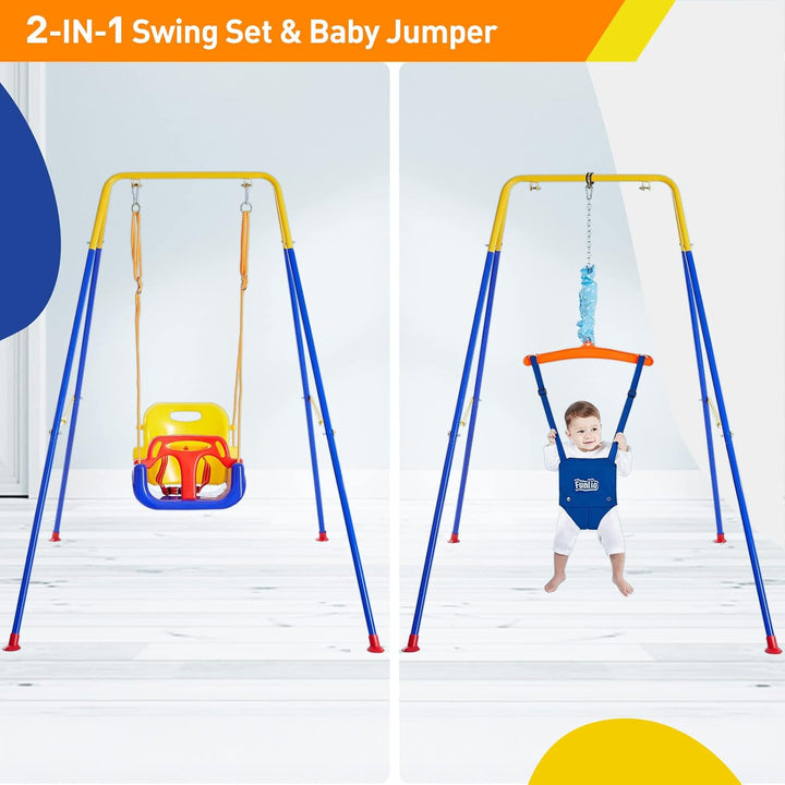 FUNLIO 2-in-1 Schaukeln set und Baby Türhopser für Kleinkinder, Schaukelset für Kinder mit 4 Sandsäc