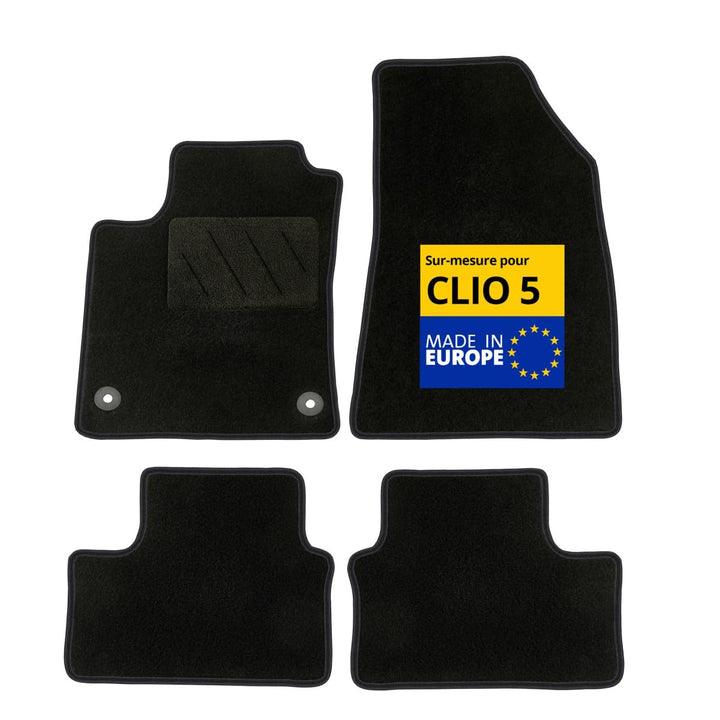 DBS - Autofussmatten - Massgeschneidert für Clio 5 - Mit Befestigungsclips - Antirutschmatten - 4 St