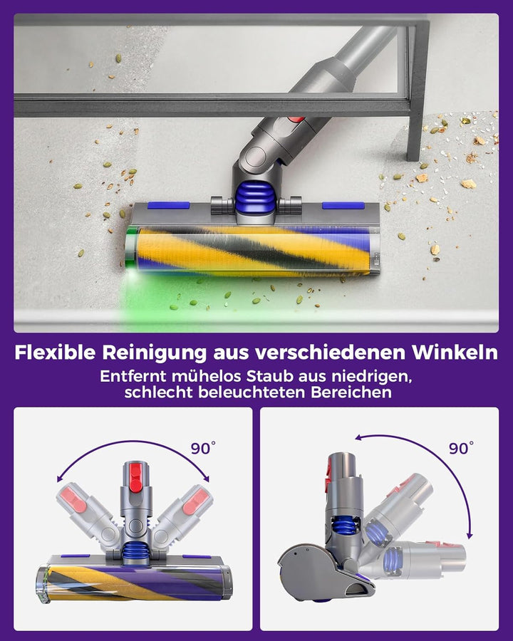 V12 Elektrische Bürste für Dyson V12 Detect Slim/V10 Slim LED-Leuchten Ersatzteile, Hartbodenaufsatz