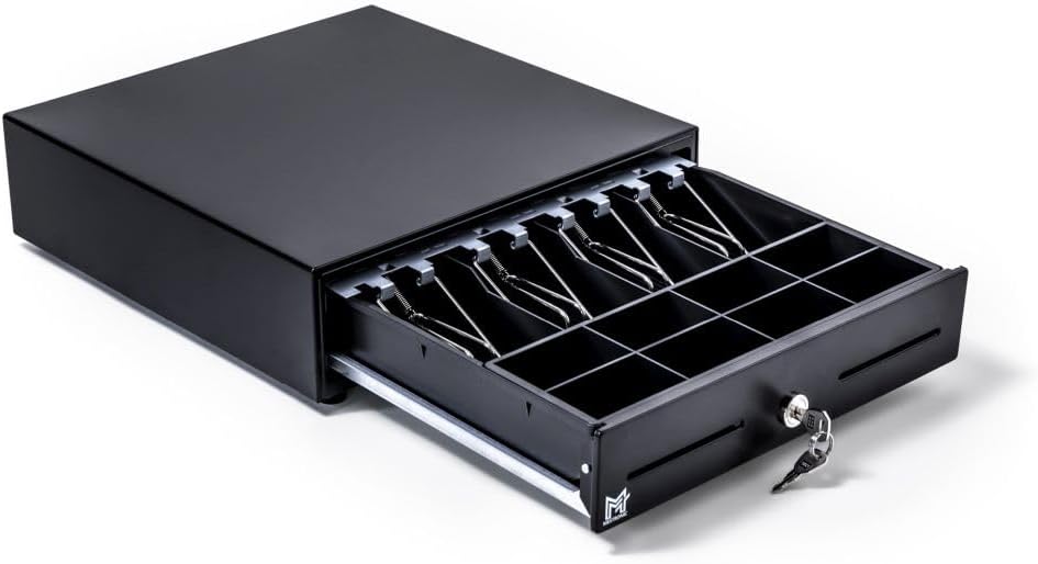 KAM-330 Touch Kassenschublade schwarz - manuelle Push Öffnung, 8 grosse Münzfächer und 4 Scheinfäche