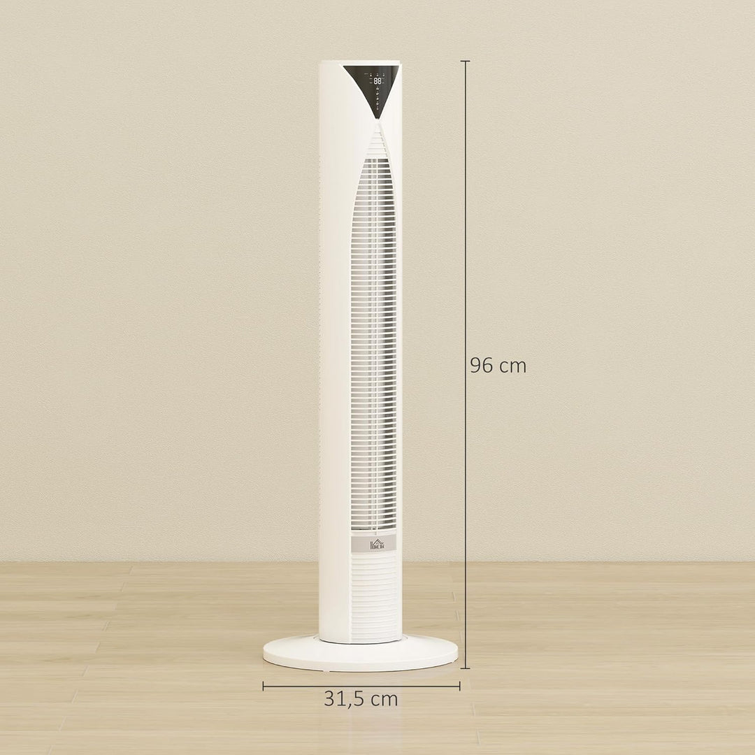 HOMCOM Turmventilator mit Fernbedienung 70° oszillierender 96 cm Standventilator mit LED Anzeige 4 M