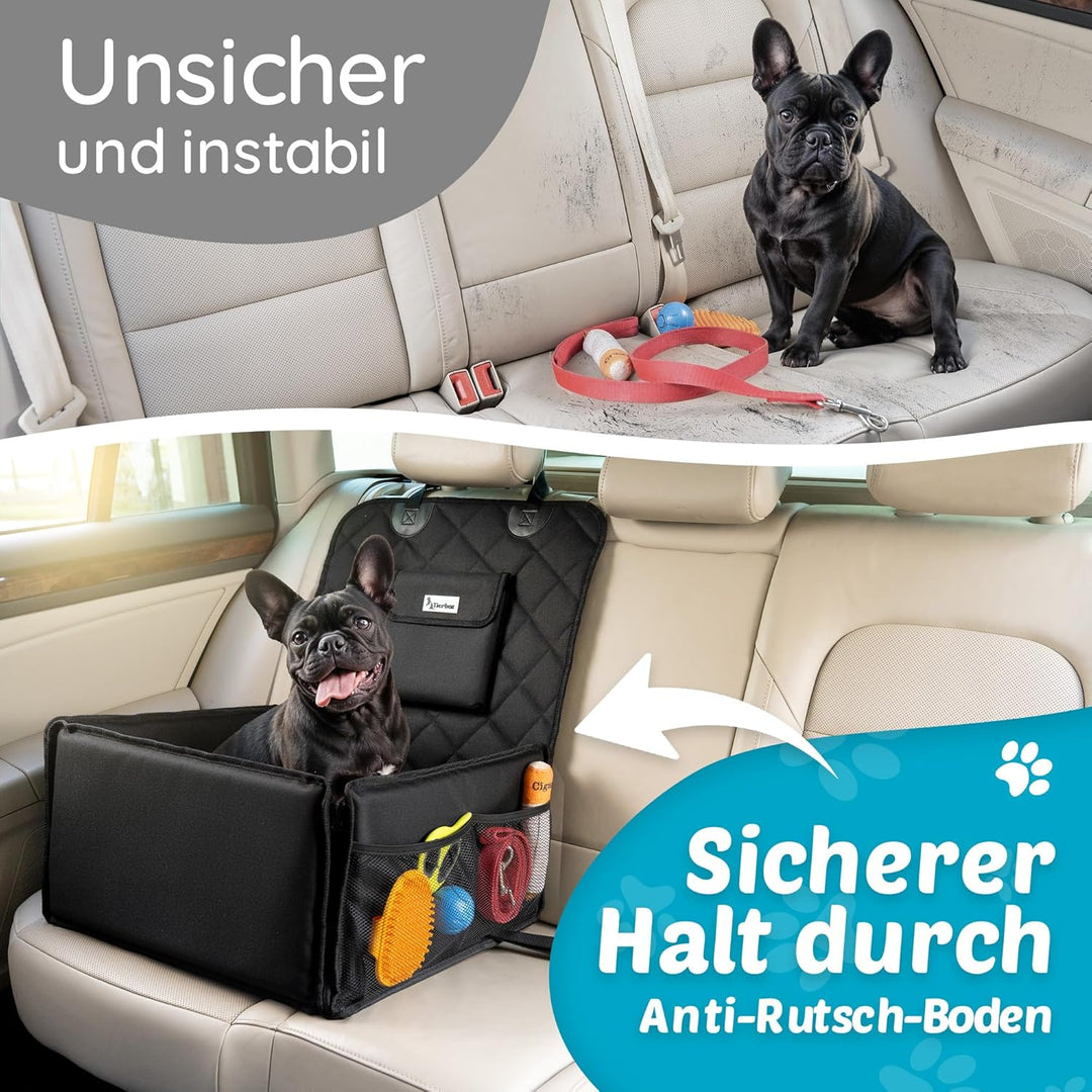 Autositz Hund mit Kotbeutelspender - Hundesitz Auto für kleine Hunde - Hunde Autositz Rückbank | Jet