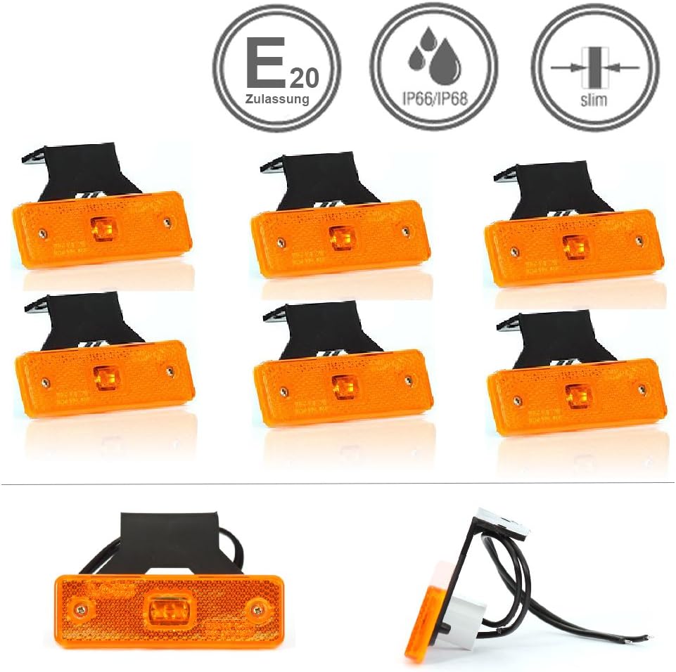 LED-MARTIN® 6er Sparset SU3 Umrissleuchte - inkl. Halter - gelb/orange - zugelassen für den Strassen