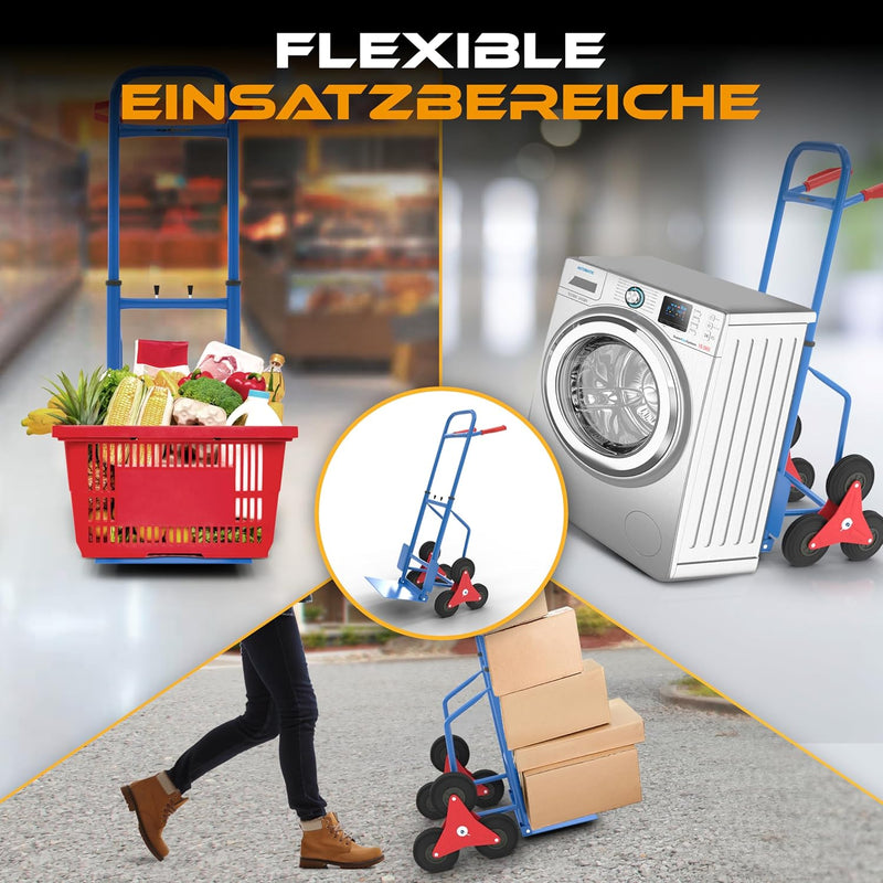 MAXCRAFT Sackkarre Treppenkarre bis 150 kg klappbar Treppensackkarre Transportkarre Treppensteiger B