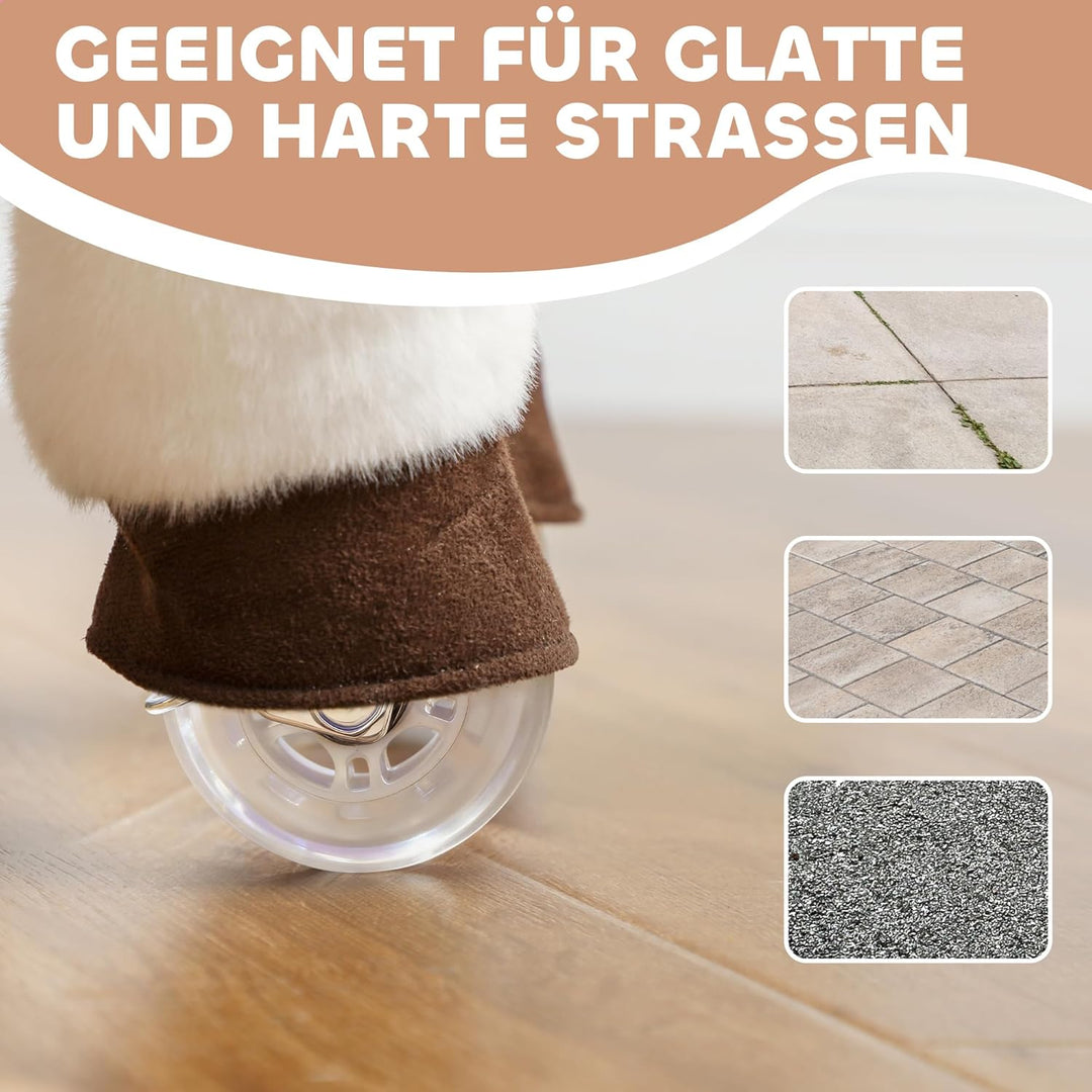 AIYAPLAY Reitpferd, Spielpferd zum Reiten mit Sattel Rollen, 80 cm Stehpferd, Plüschpferd für Kinder