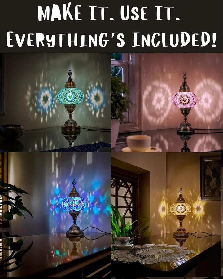 DEMMEX DIY Türkisches Mosaiklampen-Set, komplettes Kunst- und Handwerks-Geschenkset für Erwachsene u