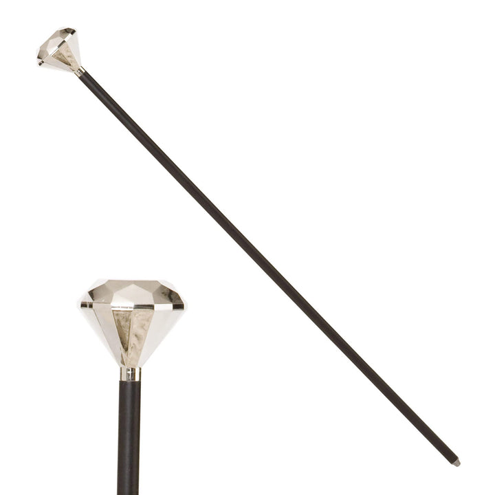 W WIDMANN MILANO Party Fashion 3022D - Stock mit Diamant, 90 cm, schwarz-silber, Kostümzubehör, Acce