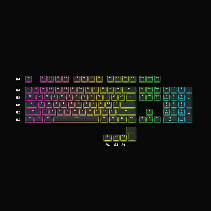 HK Gaming 108 Double Shot PBT Pudding Keycaps Keyset for Mechanical Gaming Keyboard MX Switches (Bla