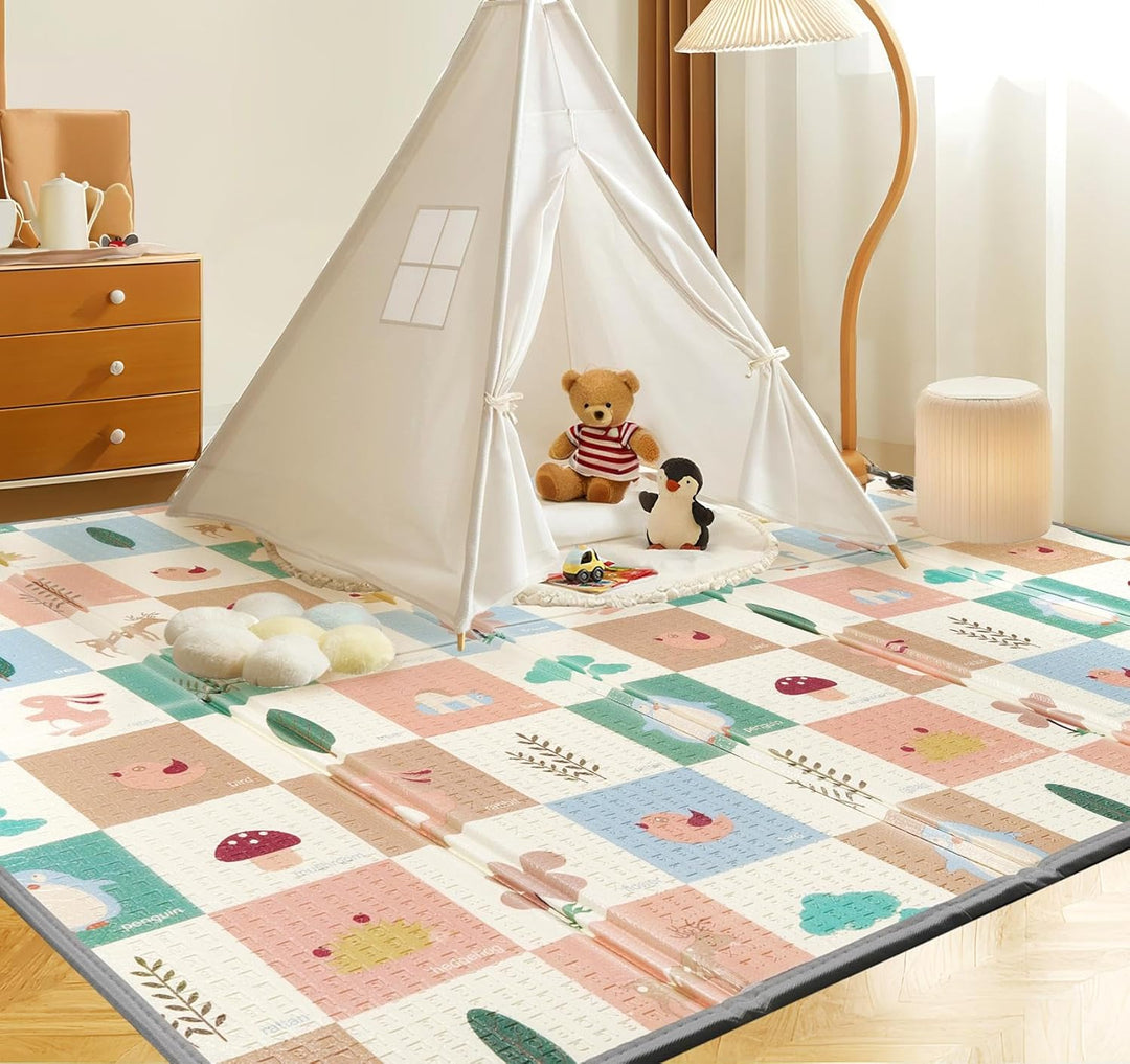 Krabbelmatte Baby 180 x 200 x 1,5 cm, Spielmatte Baby Faltbar, Baby Matte Spielmatte Wasserdichte un