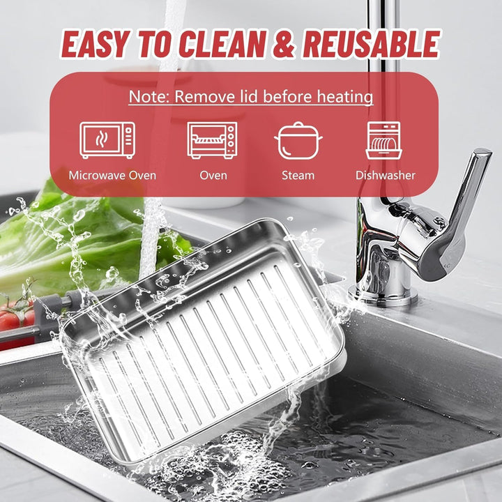 Set mit 3 Aufschnittbox Fresh, Gefrierbehälter,Lebensmittel Aufbewahrungsbox,Stapelbare Edelstahl-Bo