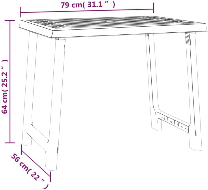 vidaXL Campingtisch, Rechteckig Beistelltisch mit Schirmloch, Gartentisch Tisch mit Holzoptik, Couch