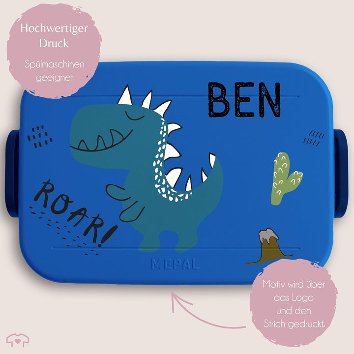 Bento Box Midi für Mepal Bentobox - Kinder Dino Brotbox Dinosaurier Lunchbox Dinosaurus Vesperdose D