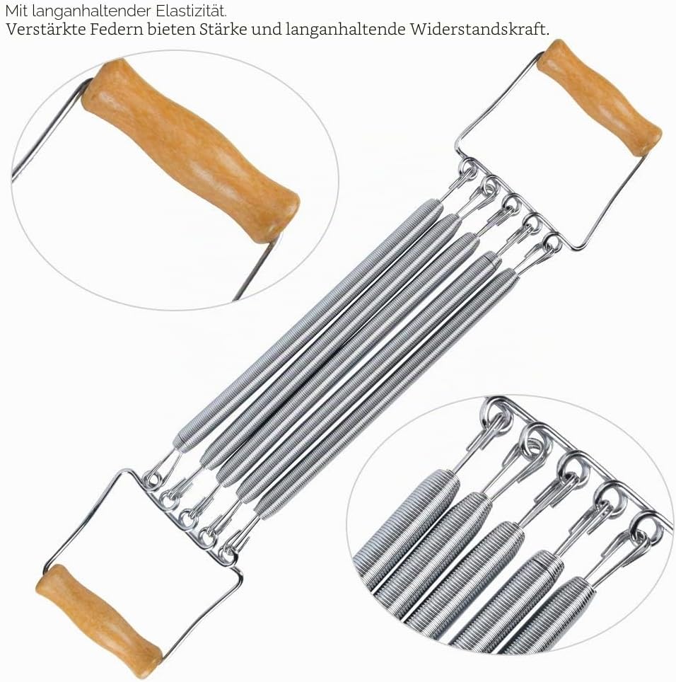 Brustexpander Verstellbar mit Holzgriff, Fitness Brust Federbrust Entwickler, Abnehmbarer Trainer fü