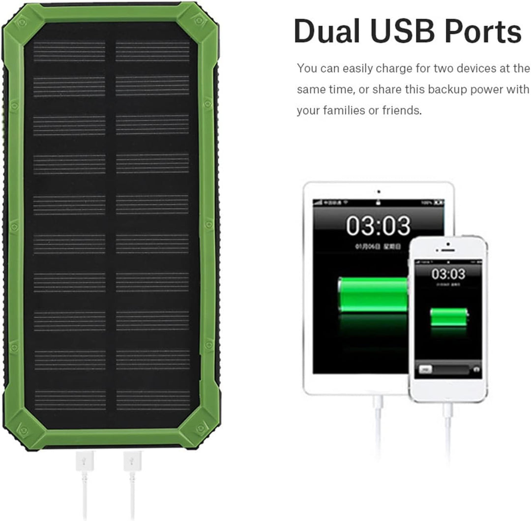 Solarladegerät Power Bank, 20000mAh Schnelles Aufladen Tragbar Doppeltes USB Solar Mobile Power Bank
