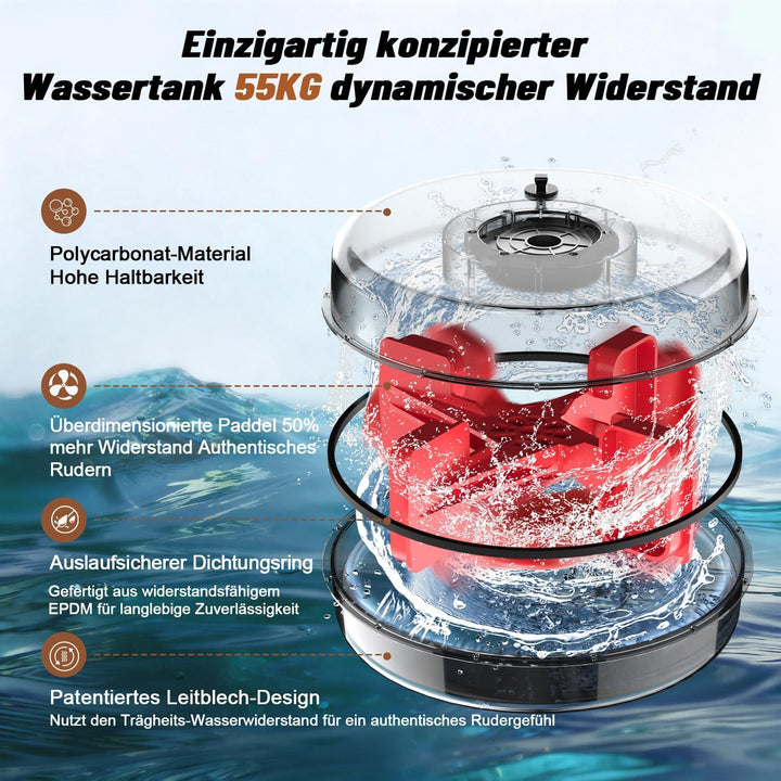 [2026 Neu] Rudergerät für Zuhause, DMASUN Magnetisches Rudergerät mit Upgrade Doppel-Slide-Rails, AP