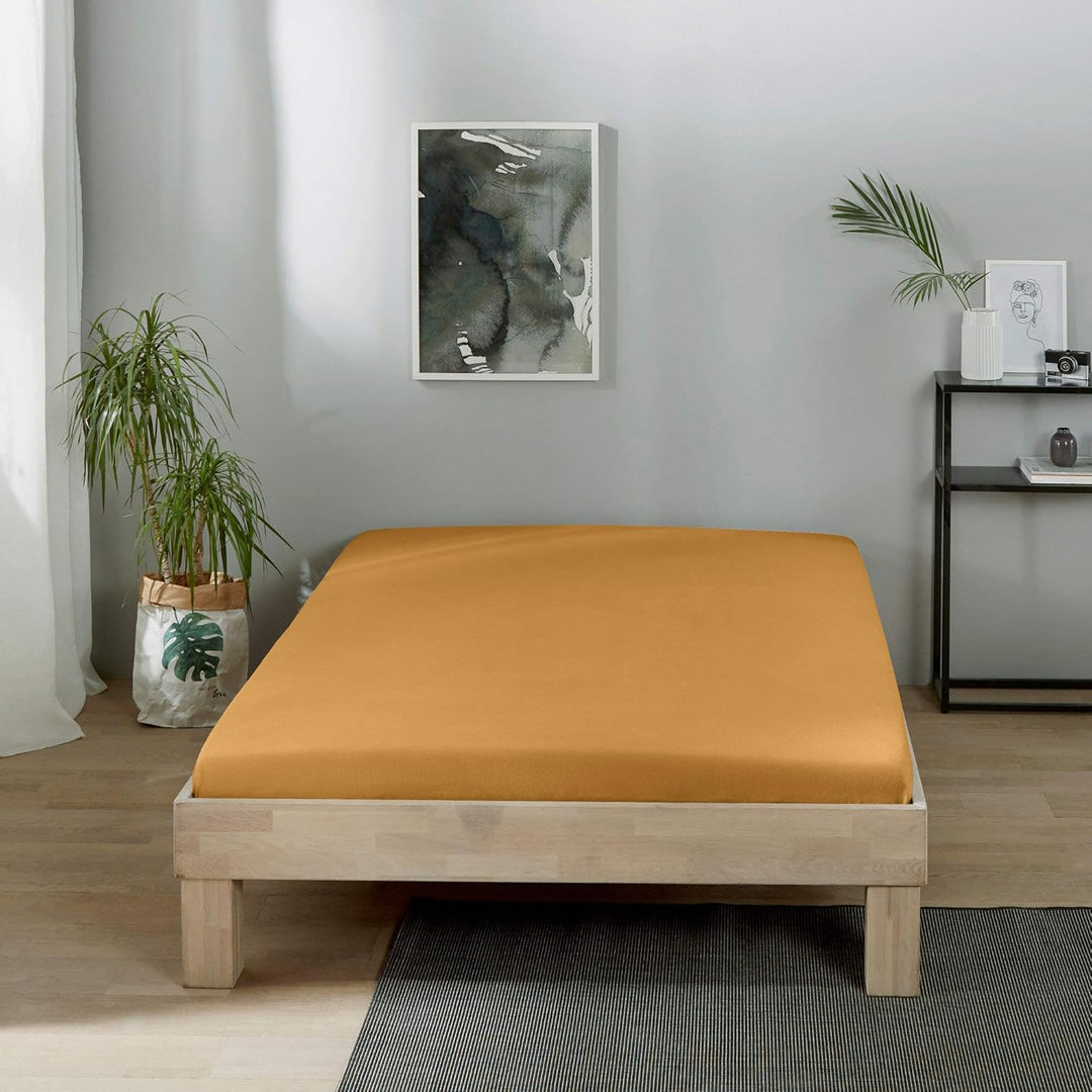 Erwin Müller Spannbettlaken, Spannbetttuch Erlangen Fein-Biber apricot Grösse 180x200-200x200 cm - w