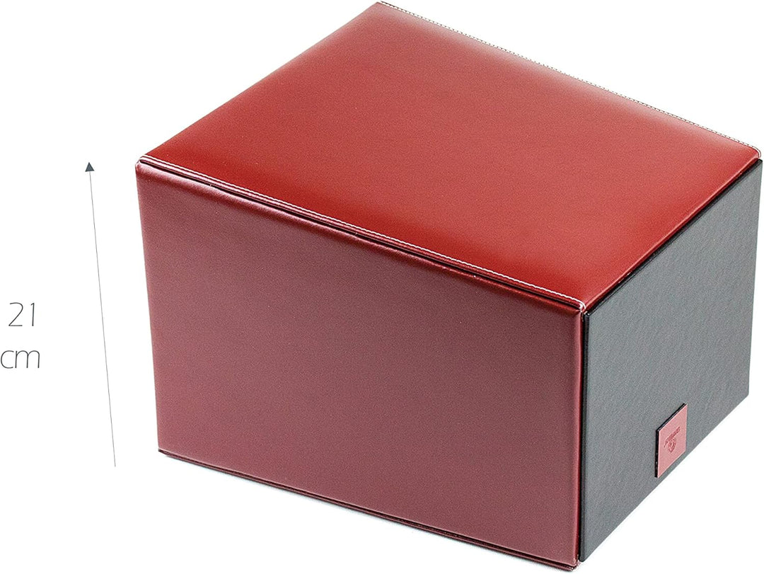 DELMON VARONE - Papierkorb aus Cambridge Top Grain Leder rot, Retro Papiereimer für Schreibtisch, Bü