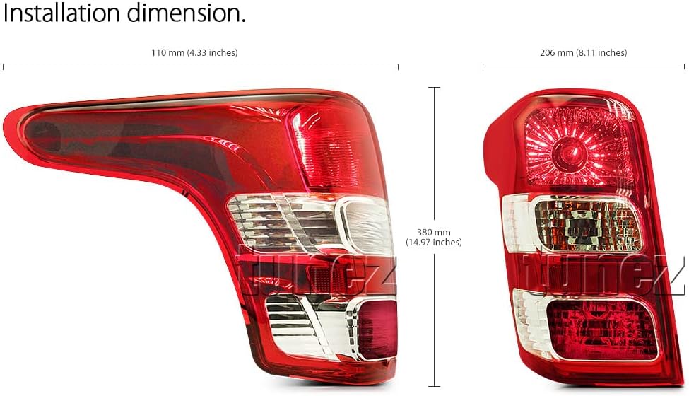 tunez® Rücklicht Lampe kompatibel mit Mitsubishi L200 / Triton MQ Chassis Jahr 2015-2019 Barbarian W