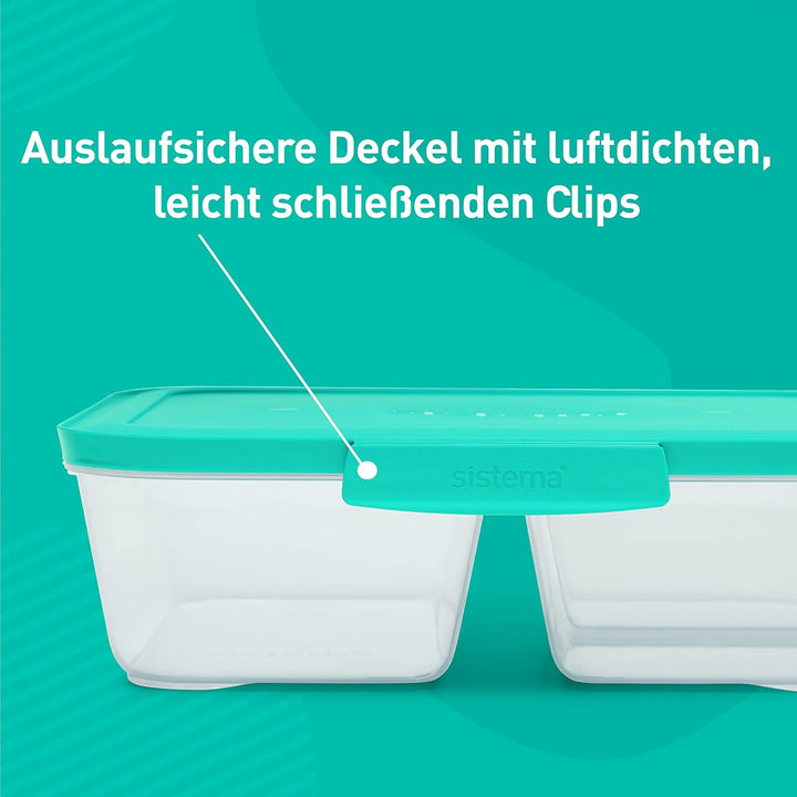 Sistema Nest IT Frischhaltedosen Meal Prep Boxen | 1,9 l luftdichte Vorratsdosen mit DREI Fächern un