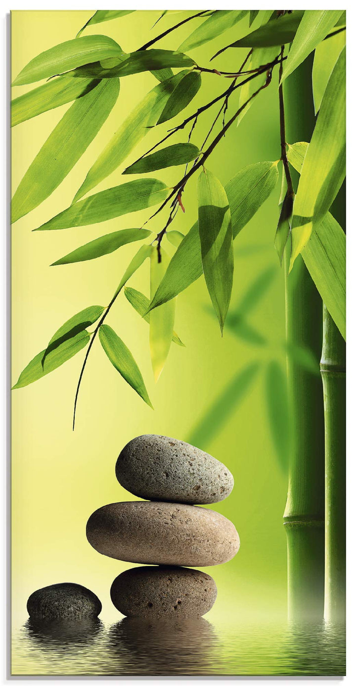 ARTland Glasbilder Wandbild Glas Bild einteilig 30x60 cm Hochformat Asien Wellness Zen Steine Spa Bl