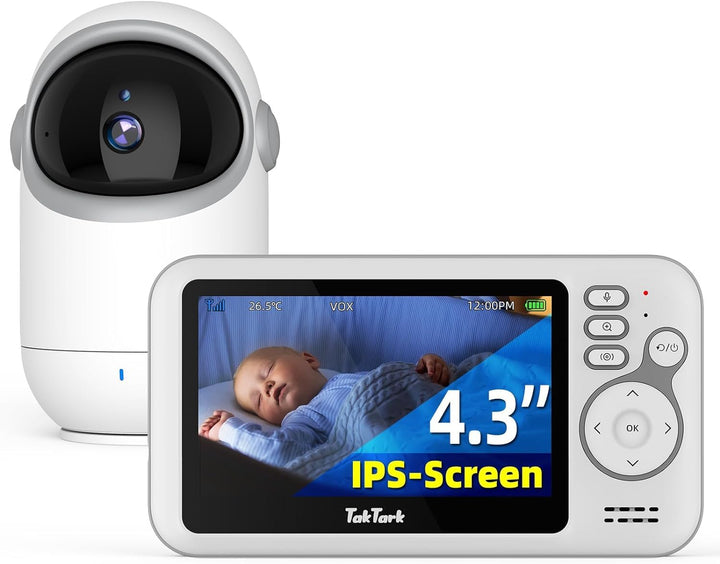 TakTark Babyphone mit Kamera, 4.3'' Babyfon mit Kamera und Audio mit Pan-Tilt 300° Rotation Video Ba