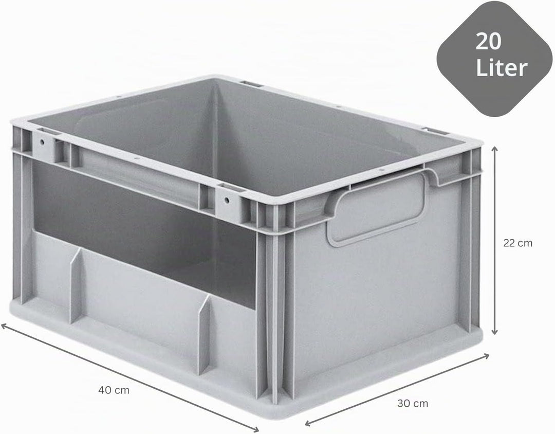 SuperSparSet 8x Eurobox NextGen Insight | HxBxT 22x30x40cm | 20 Liter | Seite offen | Eurobehälter,