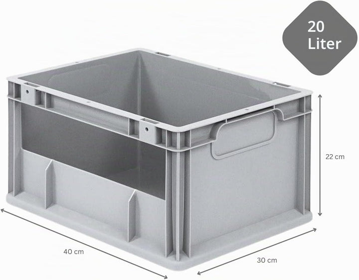 SuperSparSet 8x Eurobox NextGen Insight | HxBxT 22x30x40cm | 20 Liter | Seite offen | Eurobehälter,