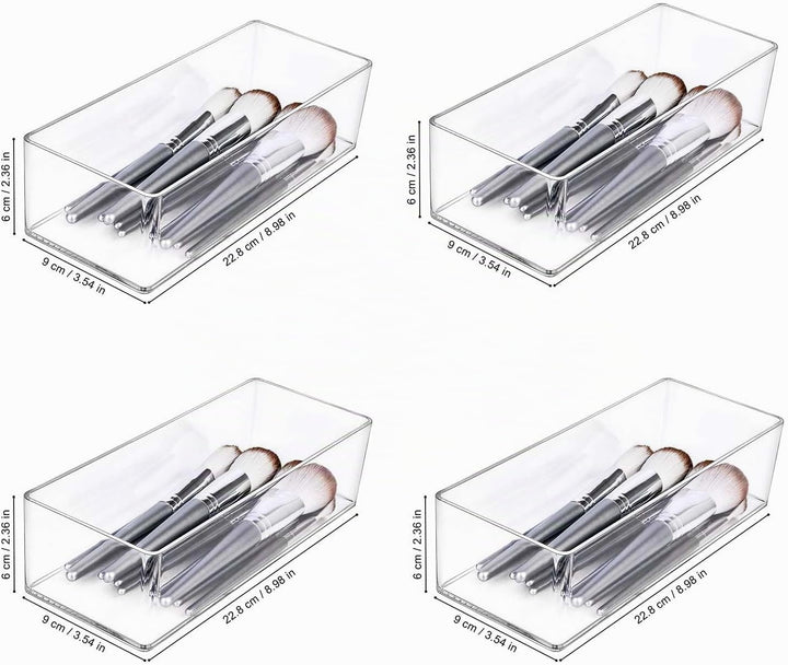 JessLab Acryl Organizer, 4er-Set Transparente Makeup Aufbewahrung für Schminktisch, Arbeitsplatte, B