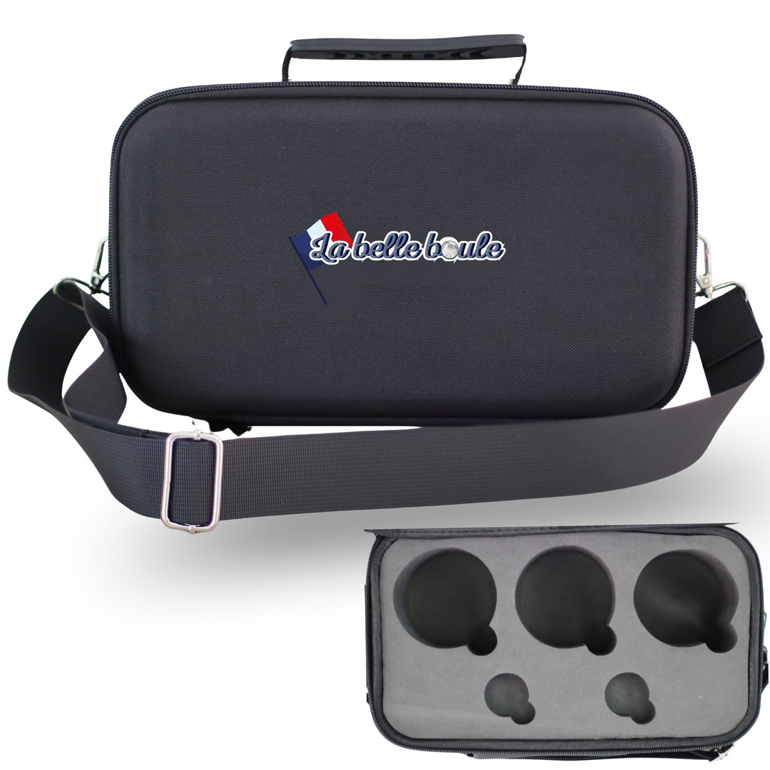 Tasche für Boccia, Hartschale, 3 Kugeln bis 8 cm, Tripletttasche für Petanque, Transporttasche, leis