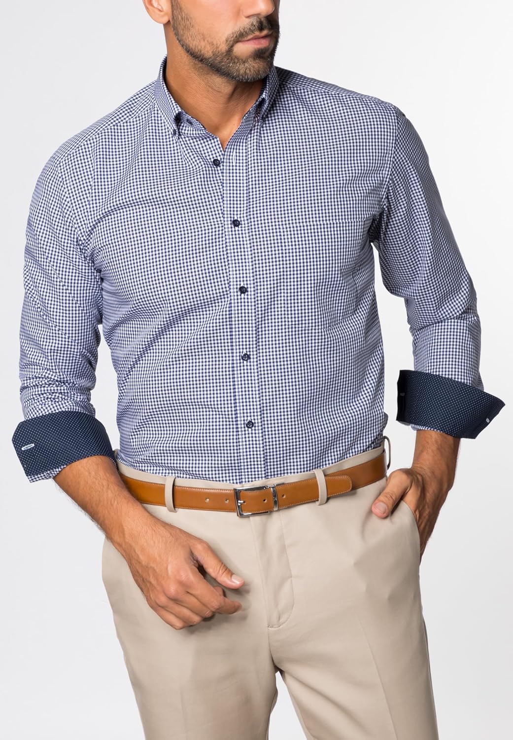 ETERNA Comfort Fit Hemd Langarm New Kent Kragen Muster rot XS Blau, XS Blau