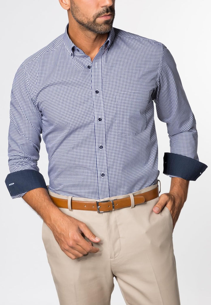 ETERNA Comfort Fit Hemd Langarm New Kent Kragen Muster rot XS Blau, XS Blau
