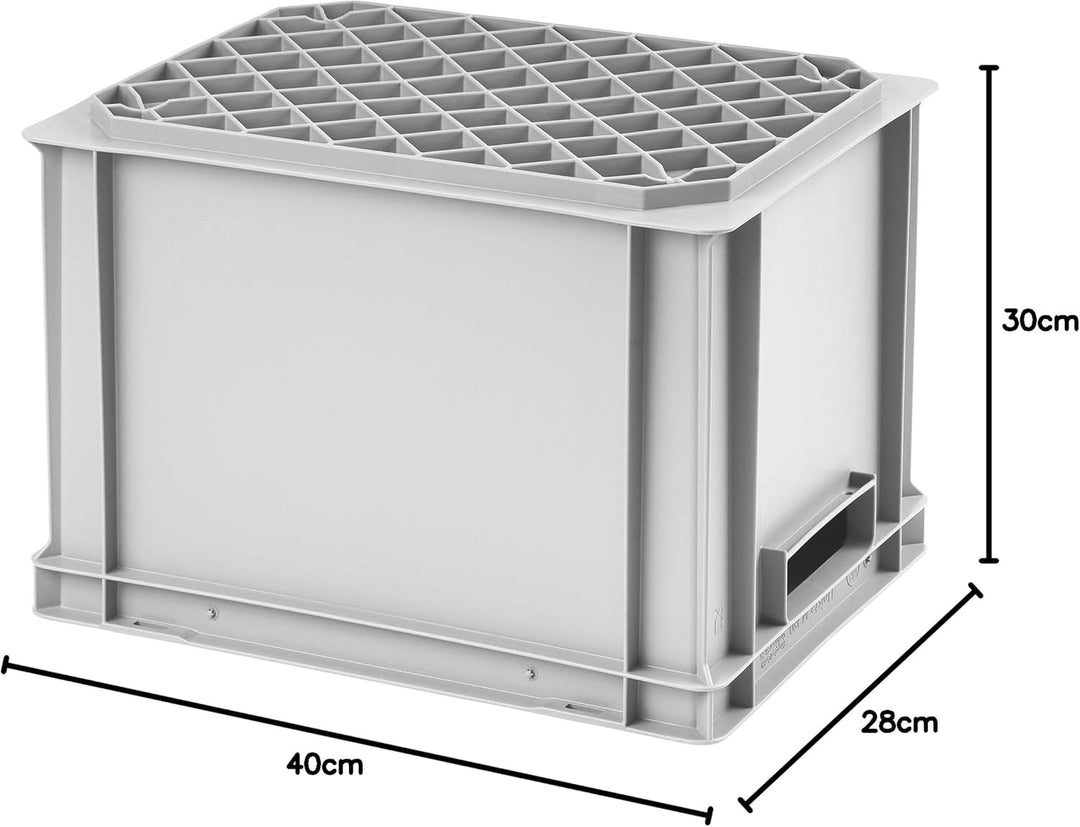 1a-TopStore Euro-Stapelbox EB-428, 400x300x280 mm (LxBxH), verstärkter Rippenboden, grau ähnl. RAL70