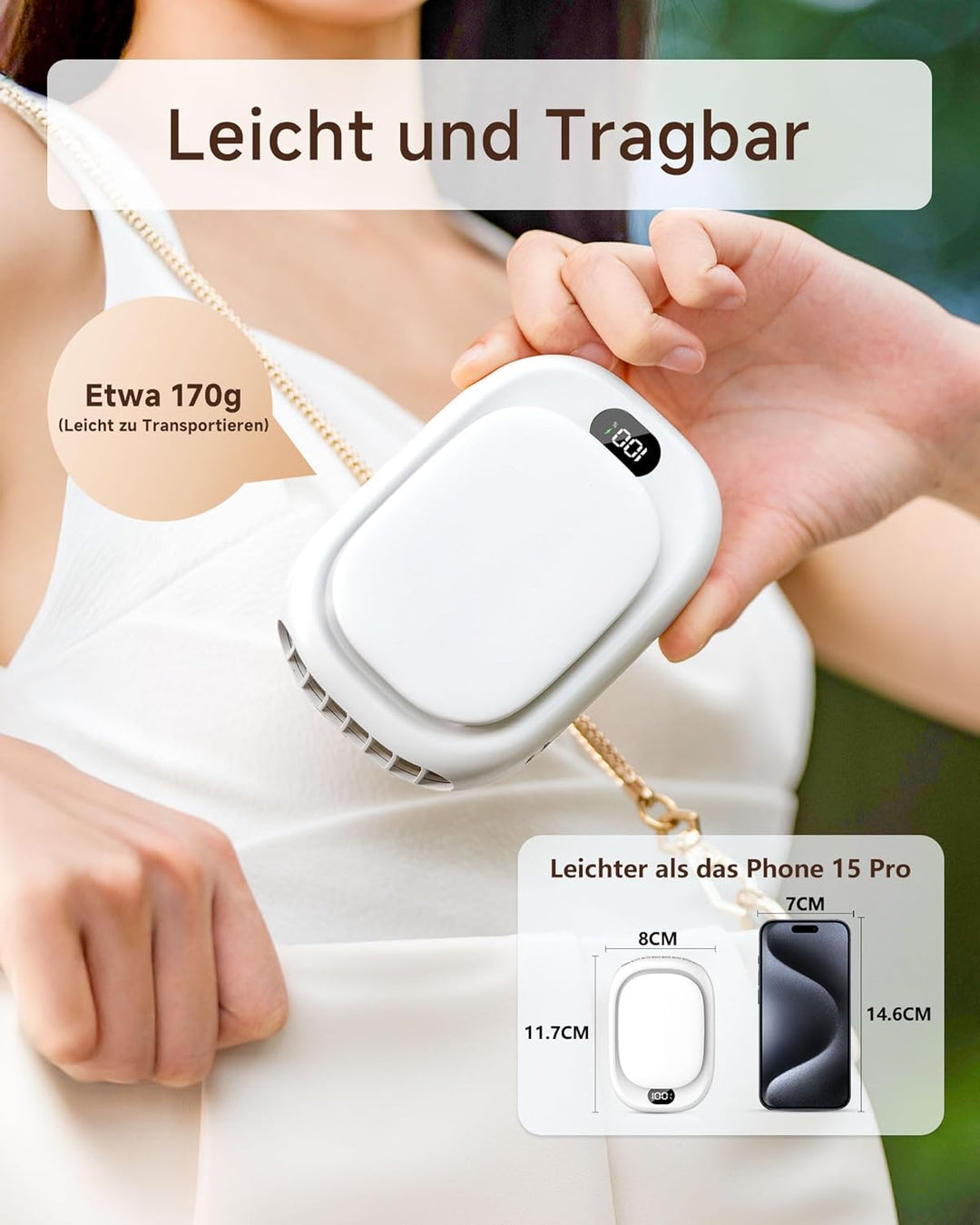 ViSSKO Taillen Clip Ventilator, 2000mAh Tragbarer Klein Ventilator Waist Fan mit Clip, 4 Geschwindig
