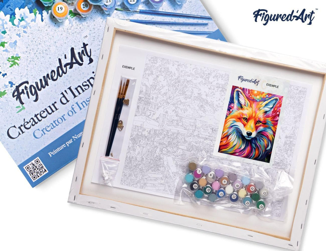 Figured'Art Malen Nach Zahlen Erwachsene Mit Rahmen Fuchs Farbenfroh Abstrakt - Paint by Numbers Bas