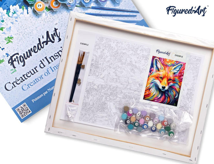 Figured'Art Malen Nach Zahlen Erwachsene Mit Rahmen Fuchs Farbenfroh Abstrakt - Paint by Numbers Bas