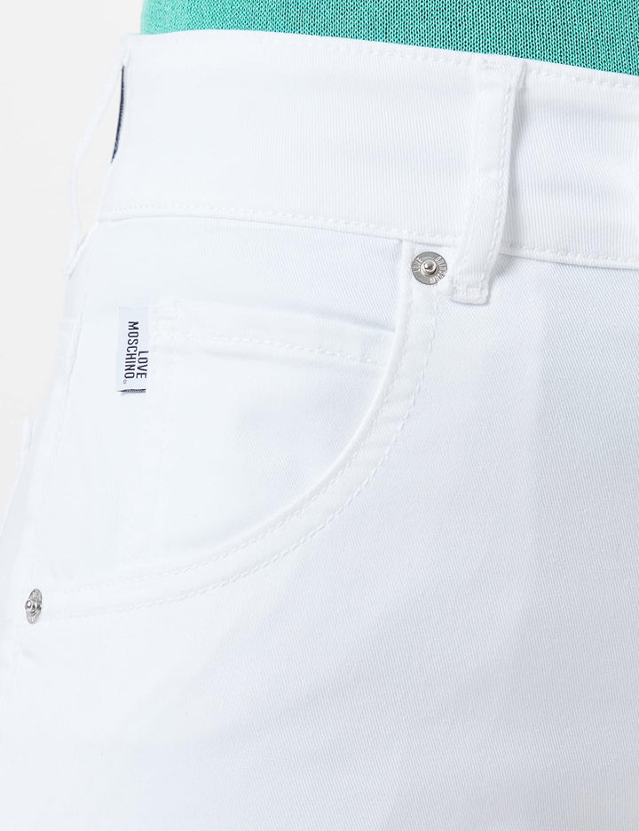 Love Moschino Damen Stretch Lyocell Gabardine with Matchng Logo Back Tag Hose, Optical White