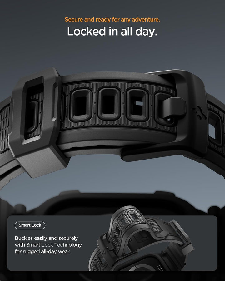Spigen Rugged Armor Pro 2 Hülle mit Band für Apple Watch 11/10 46mm | TPU-Unibody-Hülle mit Armband,