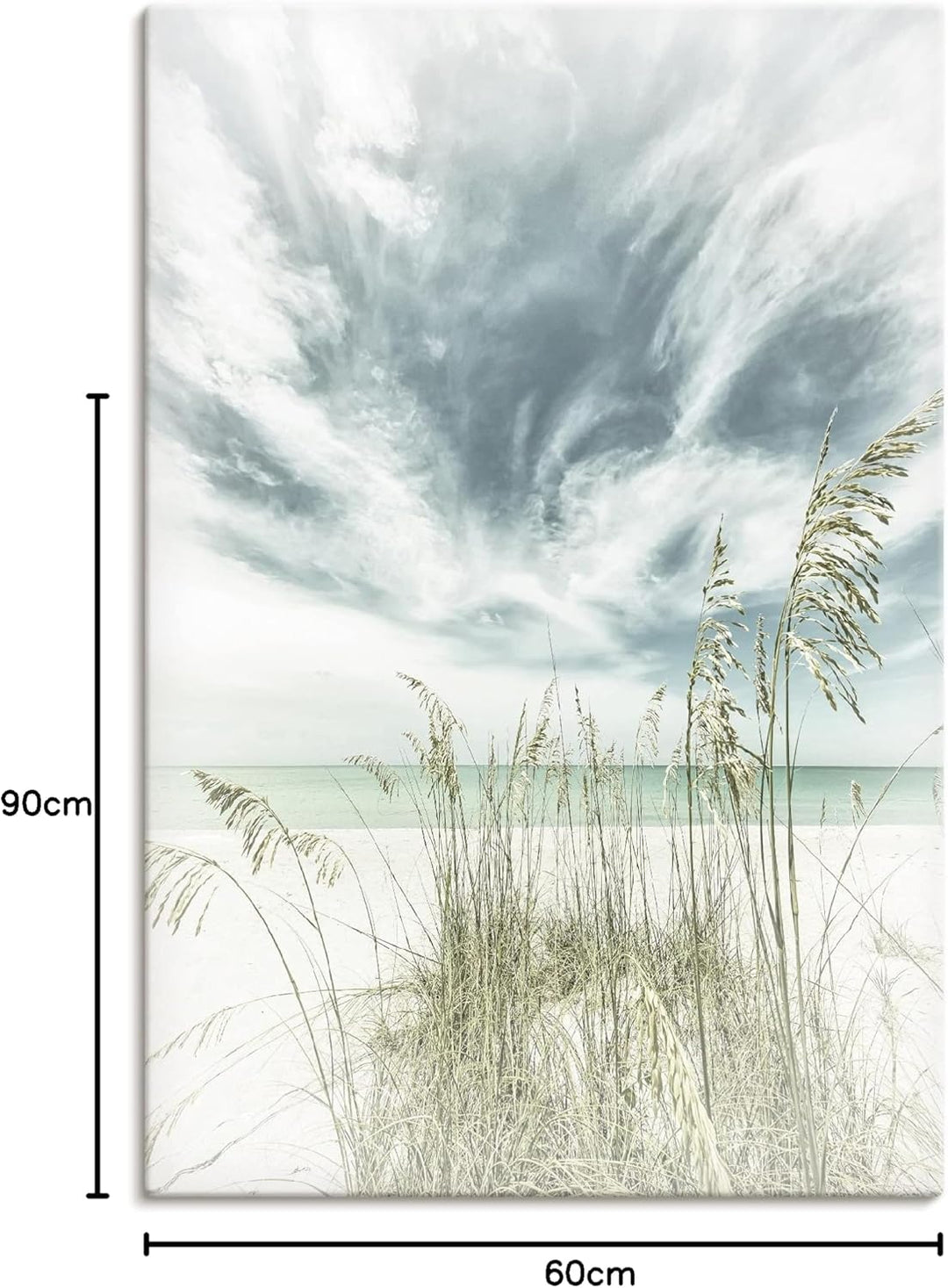 ARTland Leinwandbilder Wandbild Bild auf Leinwand 60x90 cm Strandbild Meer Gräser Himmel Strand Somm