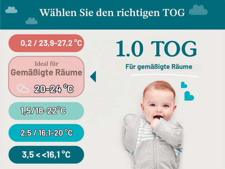 Love To Dream Pucksack, Bambus-Viskose, ideal für Moderate Temperaturen 20-24°C, Arme hoch Position,