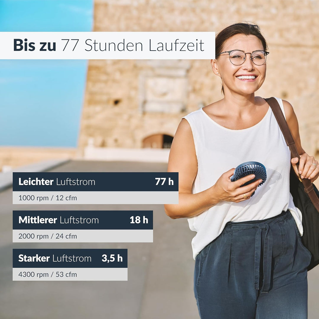 ARCTIC Summair 2Go (blau) - Wiederaufladbarer Handventilator mit Standfuss | Stufenlos regelbar, 4-7