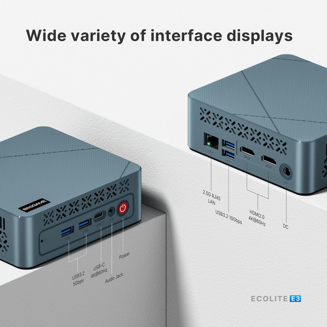 BOSGAME Intel Alder Lake-N150 Processor (up to 3.40GHz) Windows 11 Pro Mini Computer, 16GB RAM 500GB