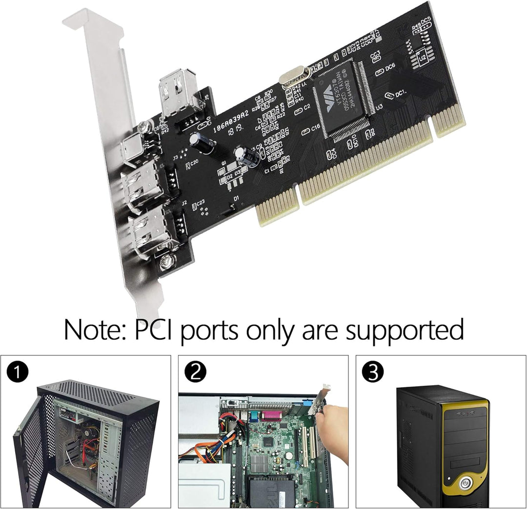 CERRXIAN 3 Port IEEE 1394 Firewire Card PCI Firewire Adapter IEEE 1394 PCI Controller Card for Deskt