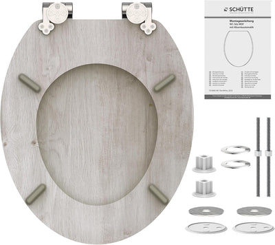 SCHÜTTE WC-Sitz LIGHTWOOD mit Absenkautomatik aus Holz, Toilettensitz mit Klodeckel, Holzkern Toilet