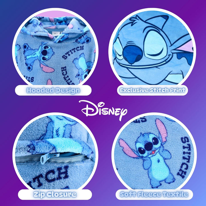 Disney Stitch Sweatshirt Mädchen, Kapuzendecke mit Design Weiche Fleecedecke Lässt sich in ein Kisse