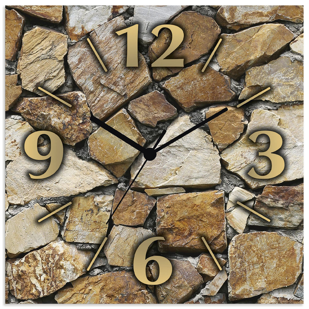 ARTLAND Wanddeko Wanduhr ohne Tickgeräusche Alu Quarzuhr 30x30 cm Quadratisch Lautlos analoge Quarzu