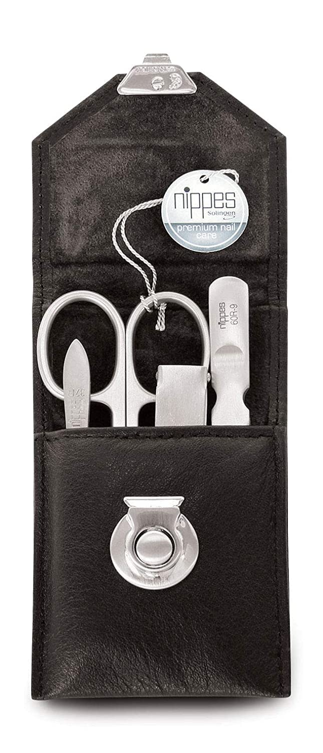 nippes Solingen, Premium Line Maniküre Set Locks Edelstahl nickel rostfrei Rindsleder Nageletui Nage