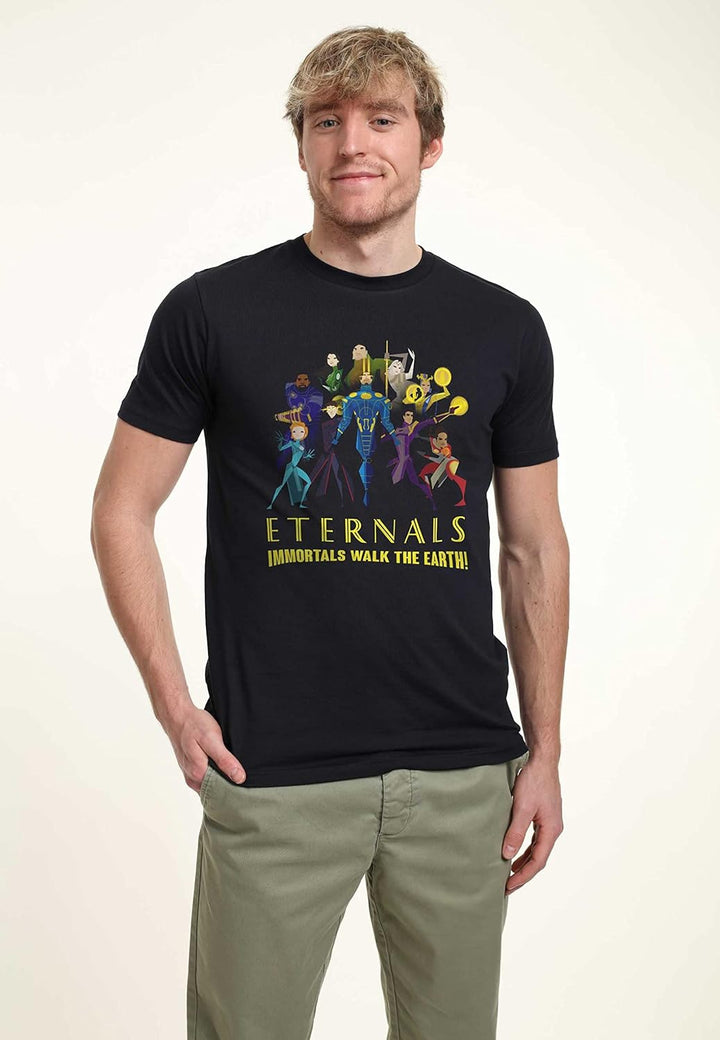 Marvel Unisex The Eternals Group Shot Organic Short Sleeve T-shirt S Marineblau, S Marineblau