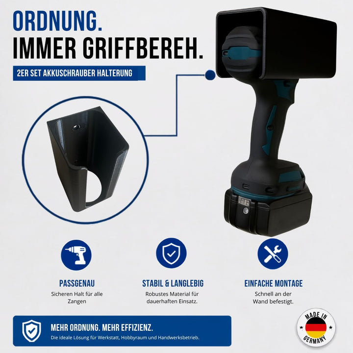 Generisch 2x Akkuschrauber Halterung für Regal Decken Halter Wandhalter Universal Set