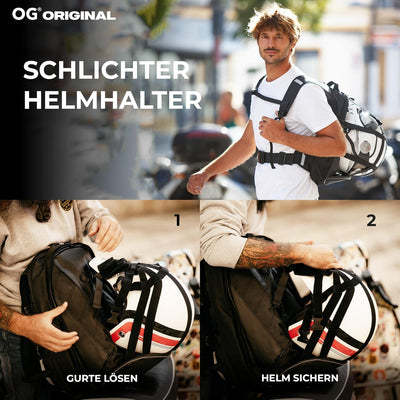 OG Original EZ-RiderPRO Motorrad Rucksack Schwarz Erweiterbar 28-35L, Motorradhelm-Tasche, Helm-Trag