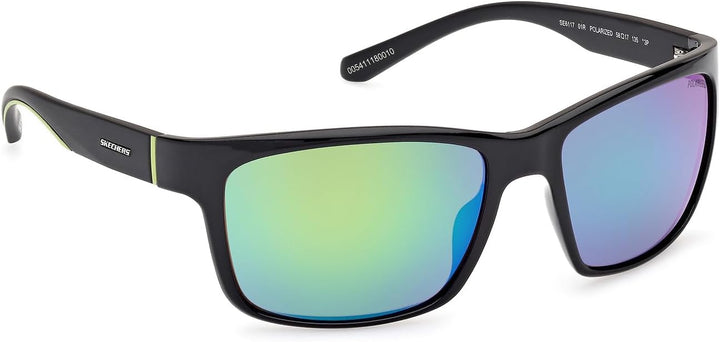 Skechers Unisex Se6117 Sunglasses 58 Shiny Black, 58 Shiny Black